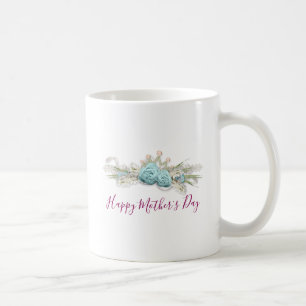 Blue Roses and Crown Floral Bouquet Mother's Day Coffee Mug