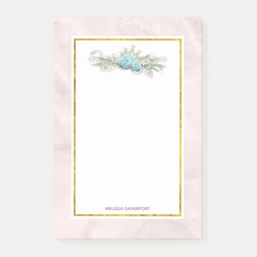 Blue Roses and Crown Floral Bouquet Post_it Notes