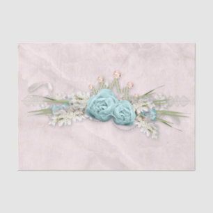 Blue Roses and Crown Floral Bouquet Tissue Paper