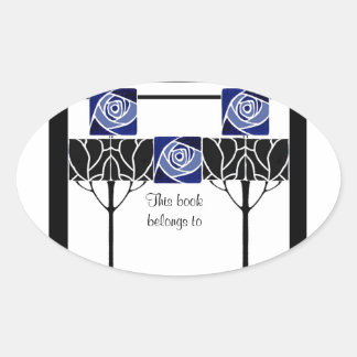 Blue roses Art Nouveau sticker