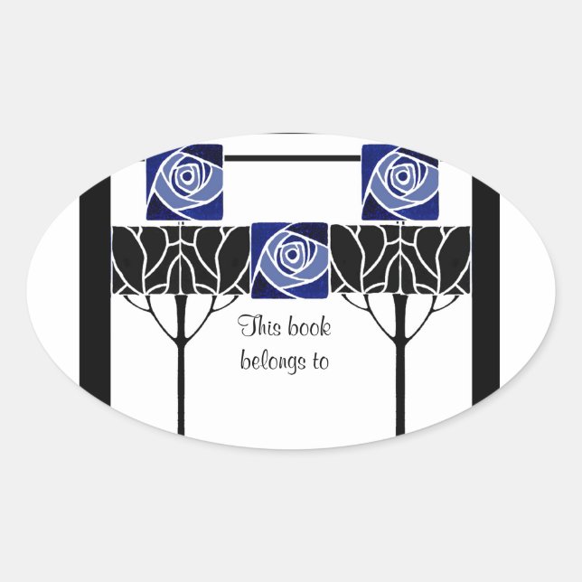 Blue roses Art Nouveau sticker (Front)