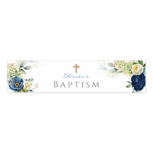 Blue Roses Boy Baptism Napkin Bands