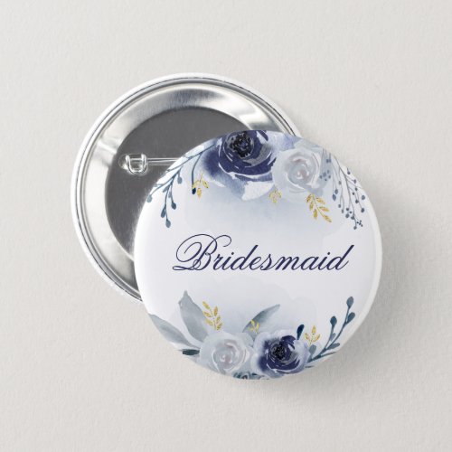 blue roses bridesmaid button
