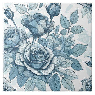 Blue Roses Ceramic Tile