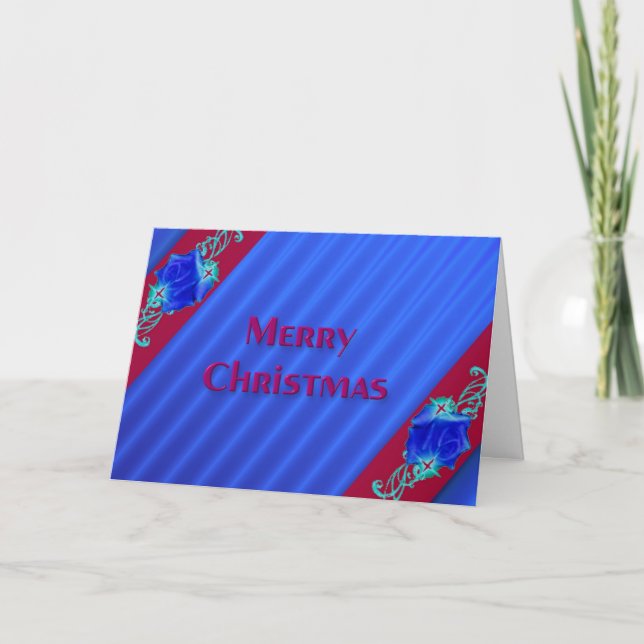 Blue Roses Christmas Card (Front)