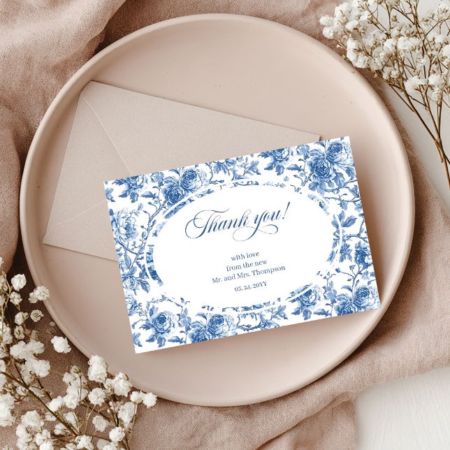 Blue Roses Classic Wedding Thank You Card (Blue Roses Classic Wedding Thank You Card)