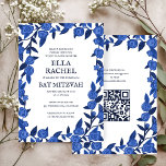 Blue Roses Custom Bat Bar Mitzvah QR Code Girl Invitation<br><div class="desc">Perfect card to announce a bat mitzvah, bar mitzvah or other Jewish celebration! Hand made art for you! FULLY CUSTOMIZABLE! Click on “Personalize” above to edit the text and add your link to the QR code. Click "edit using design tool" to adjust the fonts, colors and placements and to delete...</div>