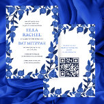 Blue Roses Custom Bat Bar Mitzvah QR Code Girl Invitation<br><div class="desc">Perfect card to announce a bat mitzvah, bar mitzvah or other Jewish celebration! Hand made art for you! FULLY CUSTOMIZABLE! Click on “Personalize” above to edit the text and add your link to the QR code. Click "edit using design tool" to adjust the fonts, colors and placements and to delete...</div>