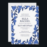 Blue Roses Custom Bat Bar Mitzvah QR Code Girl Invitation<br><div class="desc">Perfect card to announce a bat mitzvah, bar mitzvah or other Jewish celebration! Hand made art for you! FULLY CUSTOMIZABLE! Click on “Personalize” above to edit the text and add your link to the QR code. Click "edit using design tool" to adjust the fonts, colors and placements and to delete...</div>