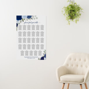 Blue Roses Elegant 29 Table Wedding Seating Chart Foam Board
