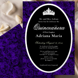 Blue Roses Elegant Silver Floral Quinceanera   Foil Invitation