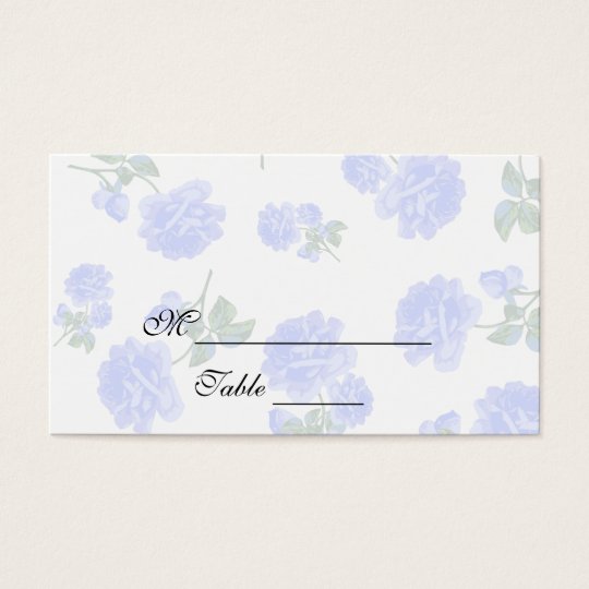 Blue roses English Garden white Floral Placecards Business Card