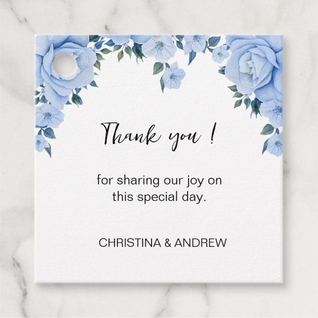 Blue Roses Favor Tags (Front)