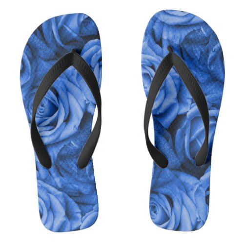 Blue Roses Flip Flops