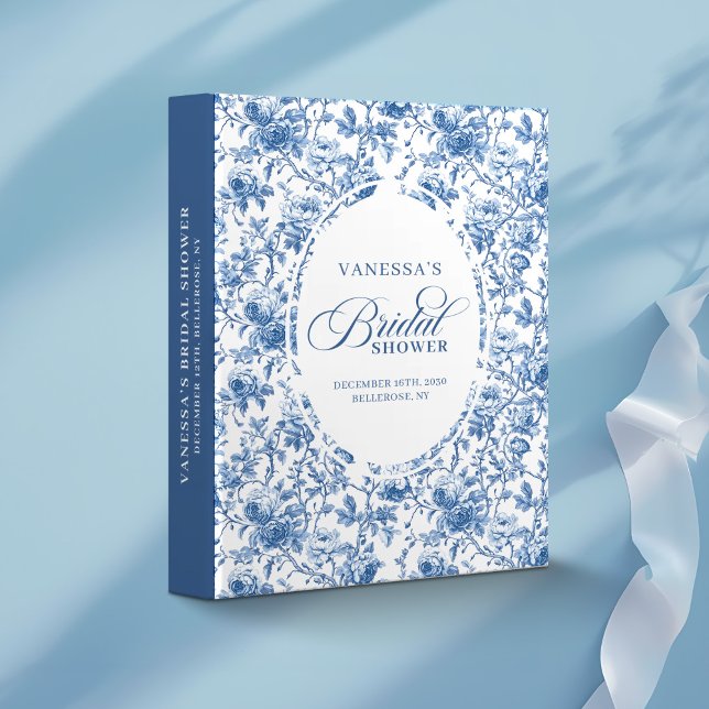 Blue Roses Floral Bridal Shower Custom Ring Binder (Blue Roses Floral Bridal Shower Custom Ring Binder)