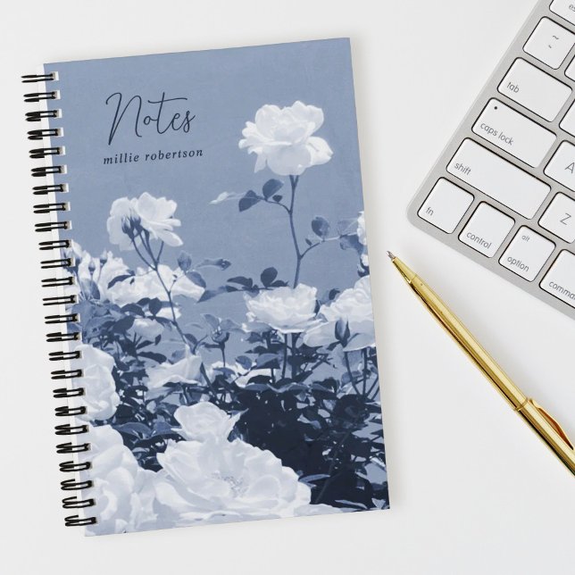 Blue Roses Floral Garden Custom Spiral Notebook (Creator Uploaded)