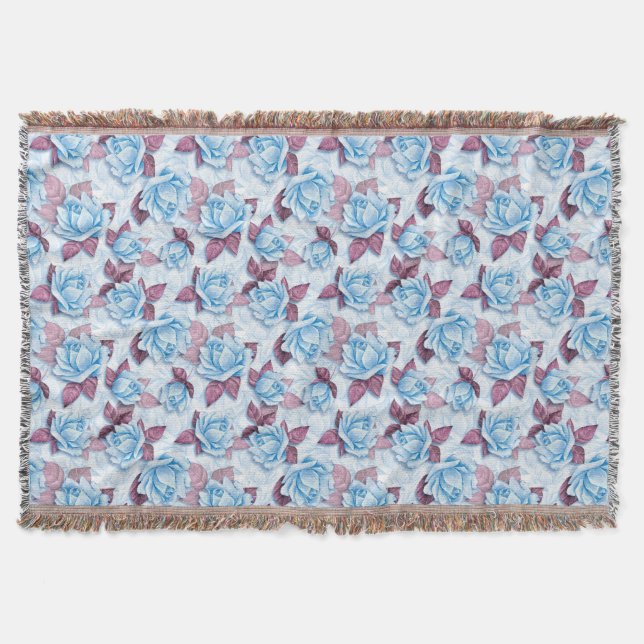 Blue roses. Floral pattern Throw Blanket (Front)