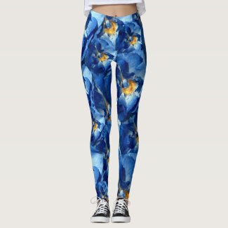 Blue Roses, Floral Photo Pattern custom  Leggings