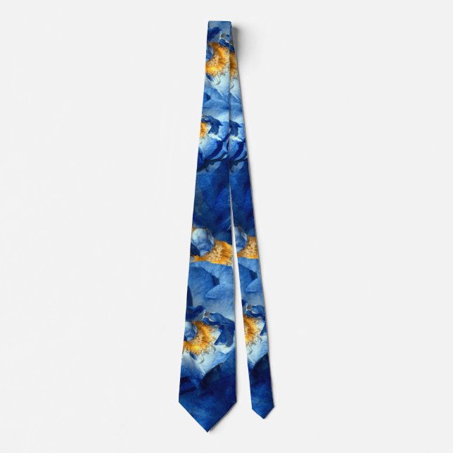Blue Roses Floral Photo Pattern Elegant Tie (Front)