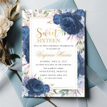 Blue Roses Floral Sweet Sixteen 16 Birthday Invitation<br><div class="desc">Blue Roses Floral Sweet Sixteen 16 Birthday</div>