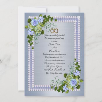 Blue Roses Floral Wedding Invitation by Irisangel at Zazzle