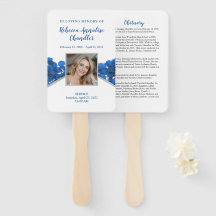 Blue Roses Funeral Memorial Fan
