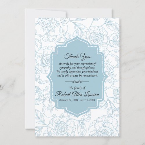 Blue Roses Funeral Memorial Thank You Cards