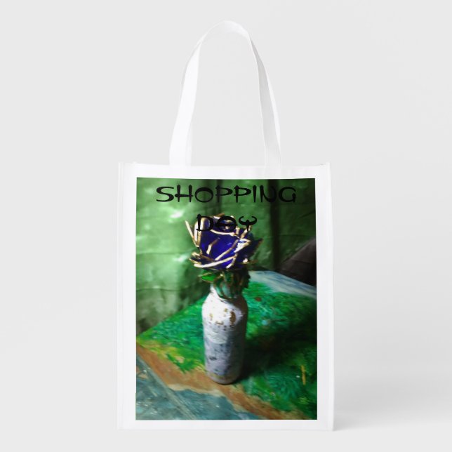 Blue Roses Grocery Bag (Front)