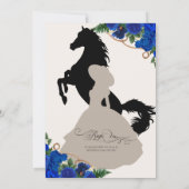 Blue Roses Horse Crest Elegant Charro Quinceanera Invitation (Back)