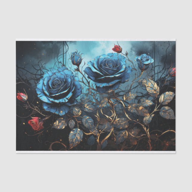 Blue Roses In A Dark Tissue Paper (Front)