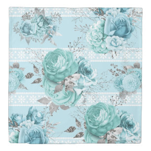 Blue Roses Lace details Duvet Cover