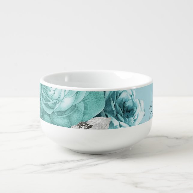 Blue Roses Lace details Soup Mug (Front)