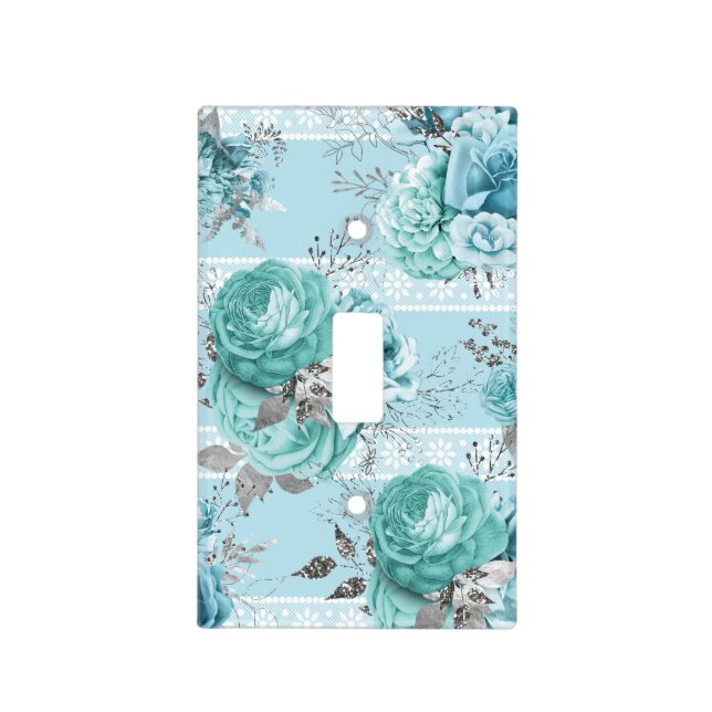 Blue Roses Lace Light Switch Cover (Front)