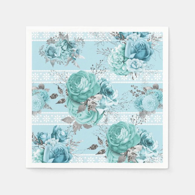 Blue Roses Lace Napkins (Front)