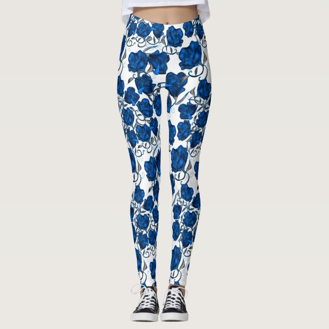 Blue Roses Leggings (Front)