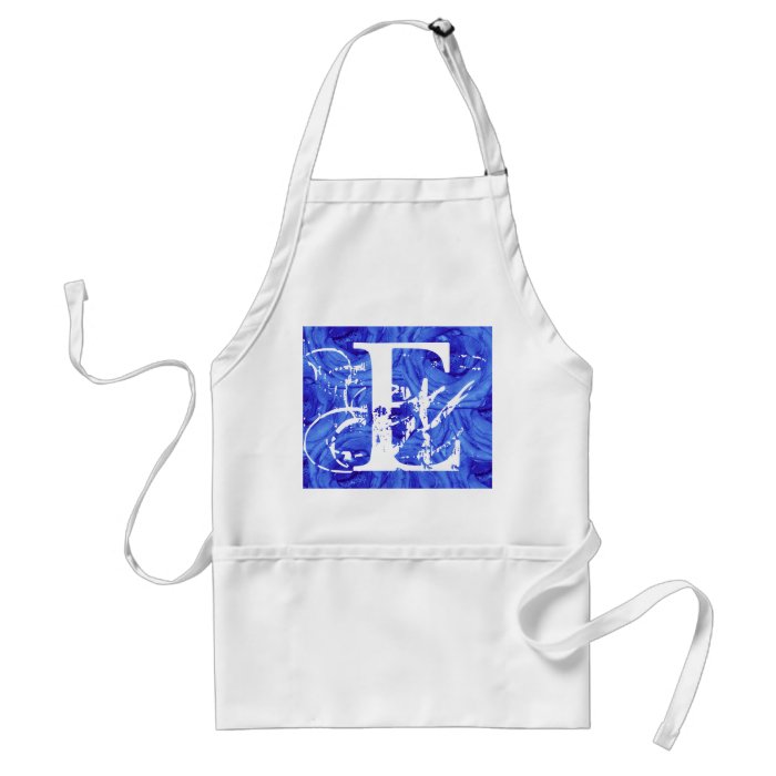 Blue Roses Letter E Monogram  Apron