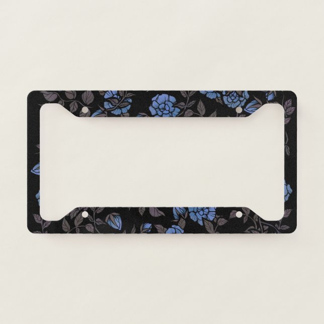 Blue Roses License Plate Frame (Front)