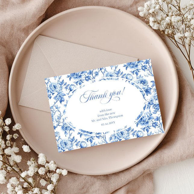 Blue Roses Luxe Wedding Thank You Card (Blue Roses Luxe Wedding Thank You Card)