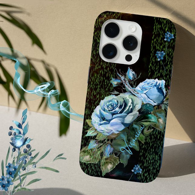 Blue Roses on black Case-Mate iPhone Case (Creator Uploaded)