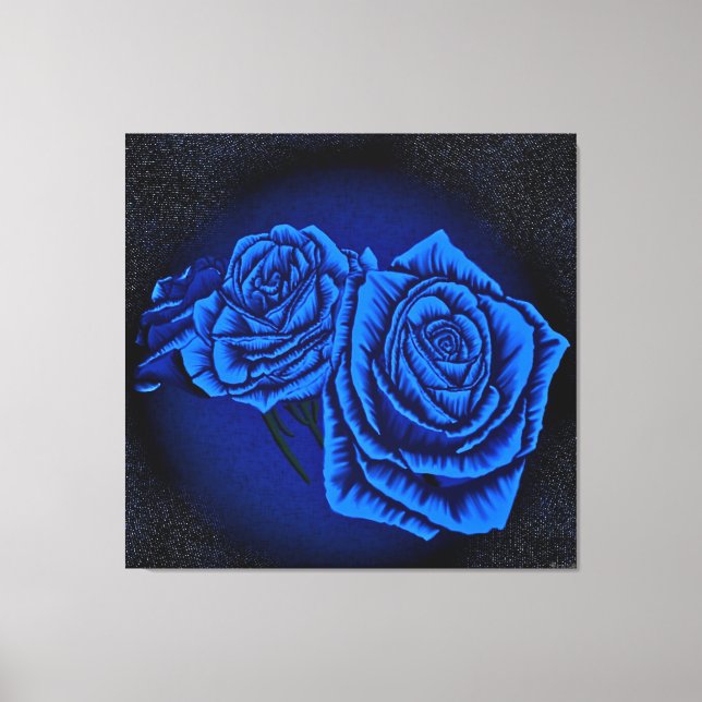 Blue Roses on Dark Background Canvas Print (Front)