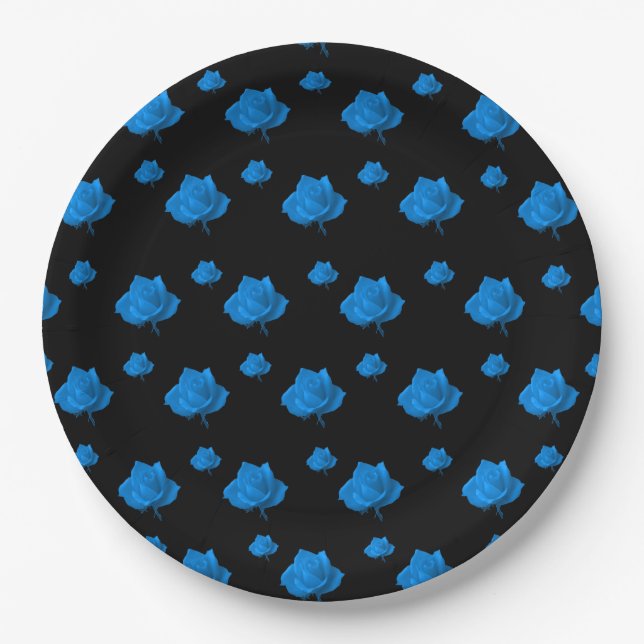 Blue Roses Paper Plates (Front)