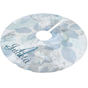 Blue Roses pattern luxury Monogram Brushed Polyester Tree Skirt
