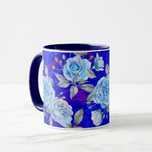 Blue Roses, pretty pattern  Mug