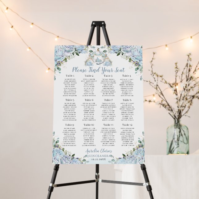 Blue Roses Princess Carriage Quinceañera Seating Foam Board (In Situ (Stand))