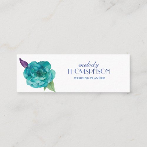 Blue Roses Purple Watercolor Blooms  Mini Business Card