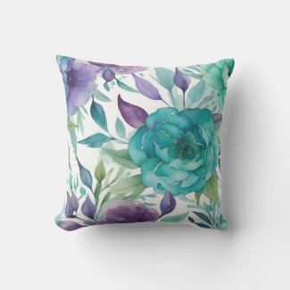 Blue Roses Purple Watercolor Blooms 