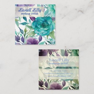 Blue Roses Purple Watercolor Blooms 