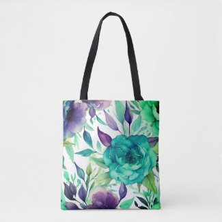 Blue Roses Purple Watercolor Blooms 