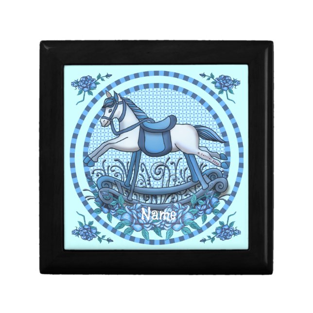 Blue Roses Rocking Horse   Gift Box (Front)