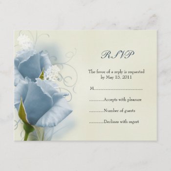 Blue Roses Rsvp Card by PrettyPapers at Zazzle